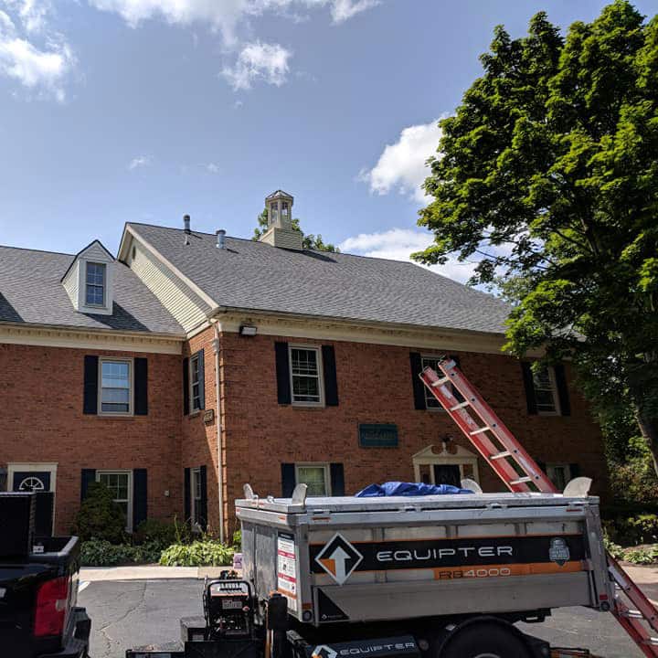 Home with a new gray roof