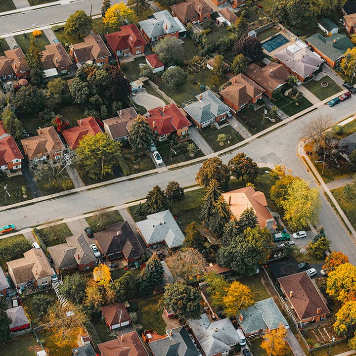 Houses in a residential district