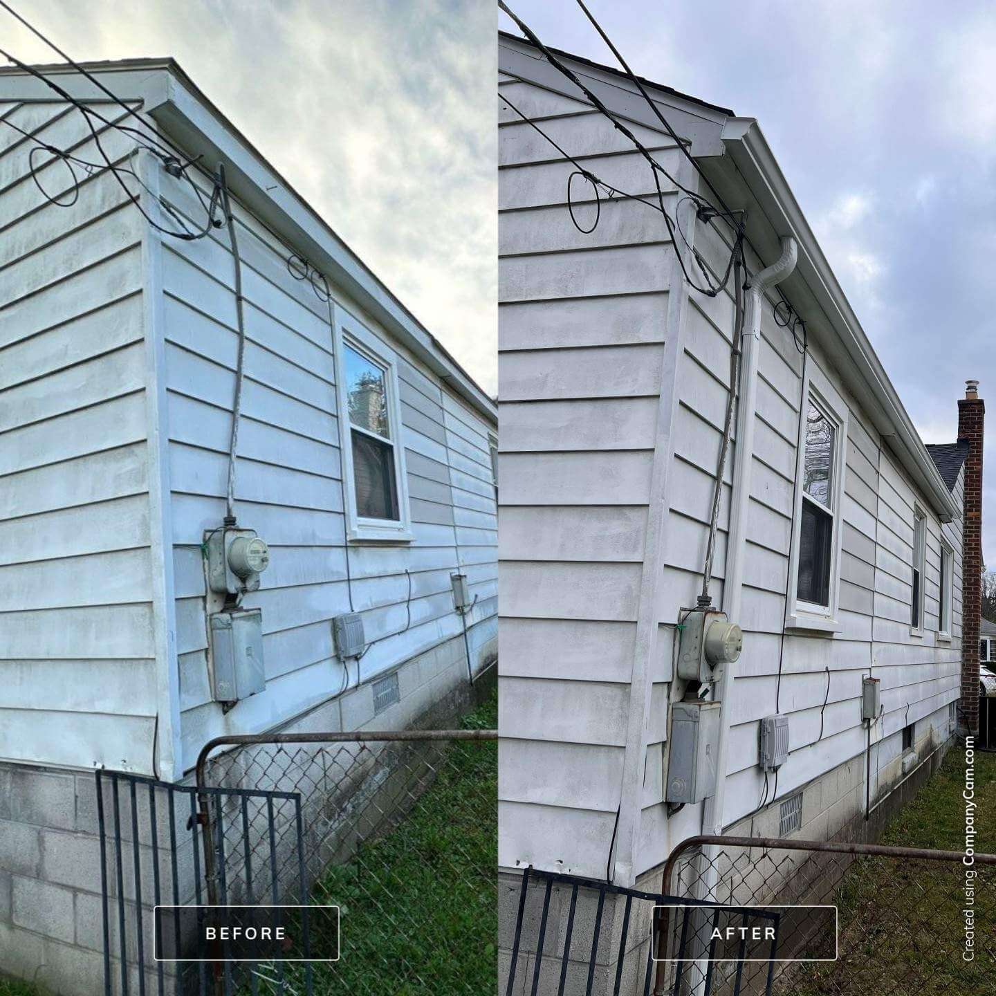 Before and after of home with new gutters
