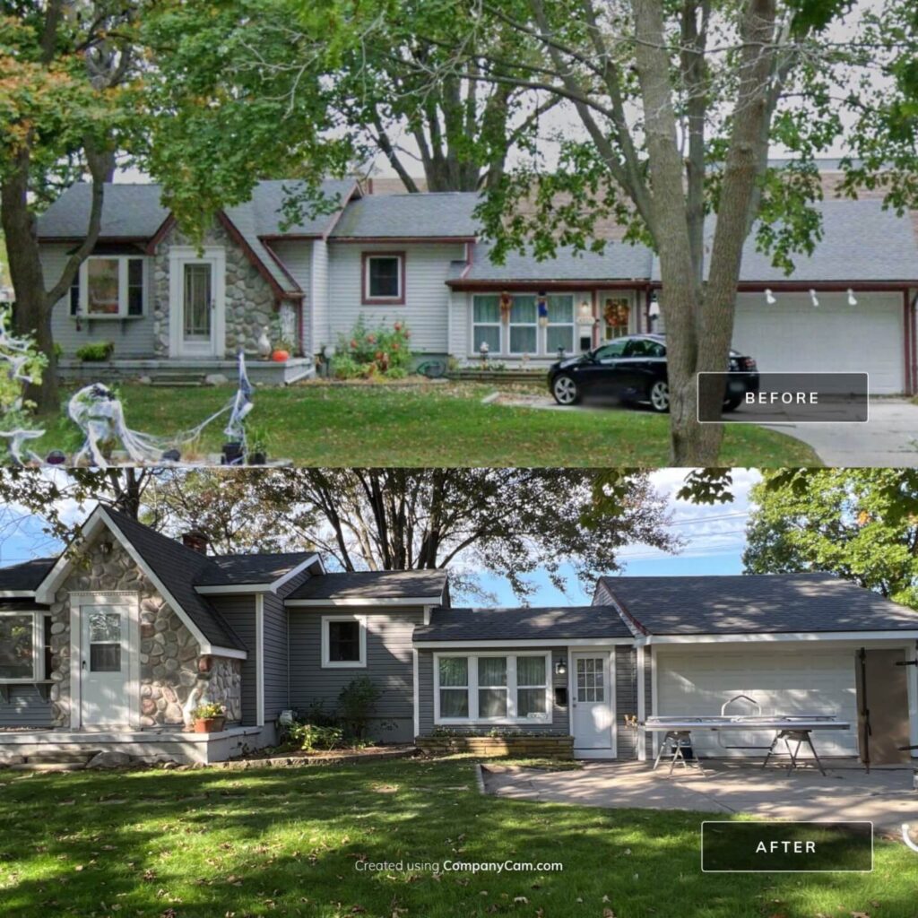 Before and after of home with new siding