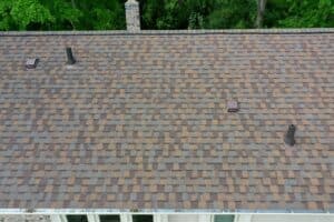A newly installed asphalt shingle roof