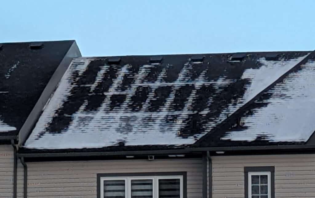 Melting snow causing water streaks