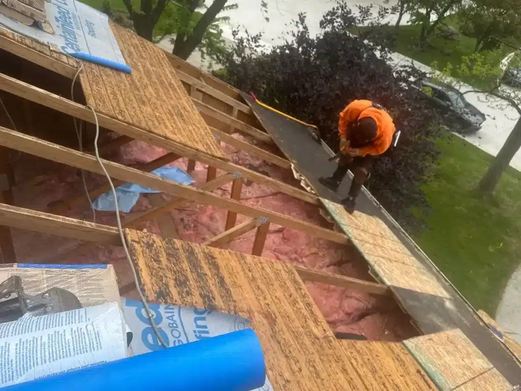 Replacing the roof over an attic with insulation