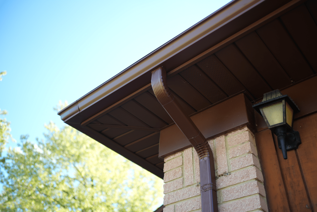 The underside of new gutters