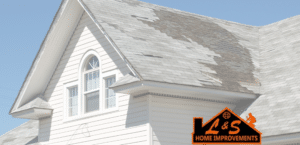 A roof with several missing shingles
